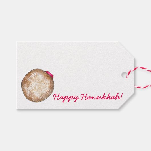 Happy Hanukkah Jelly Donut Doughnut Sufganiyah Cadeaulabel (Voorkant (Horizontaal))
