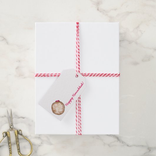 Happy Hanukkah Jelly Donut Doughnut Sufganiyah Cadeaulabel (Met Touw)