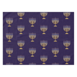 Happy Hanukkah Jewish blue gold menorah Tafelkleed