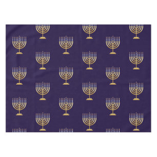 Happy Hanukkah Jewish blue gold menorah Tafelkleed