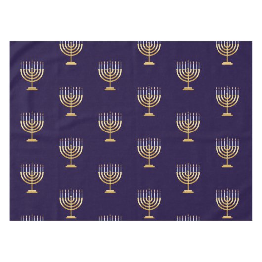 Happy Hanukkah Jewish blue gold menorah Tafelkleed (Voorkant (Horizontaal))