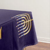 Happy Hanukkah Jewish blue gold menorah Tafelkleed (Voorbeeld)