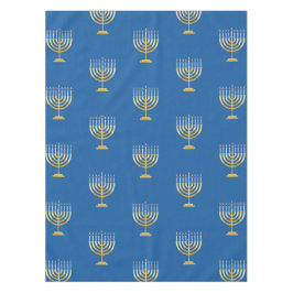 Happy Hanukkah Jewish blue gold menorah Tafelkleed