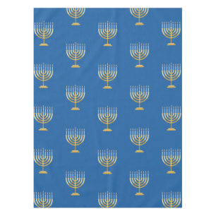 Happy Hanukkah Jewish blue gold menorah Tafelkleed