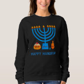 Happy Hanukkah Jewish Chanukah Retro Mascot Kid Me Trui (Voorkant)