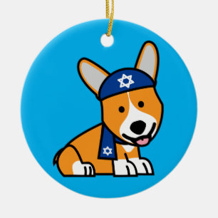 Happy Hanukkah Jewish Corgi Corgis Dog Puppy Keramisch Ornament