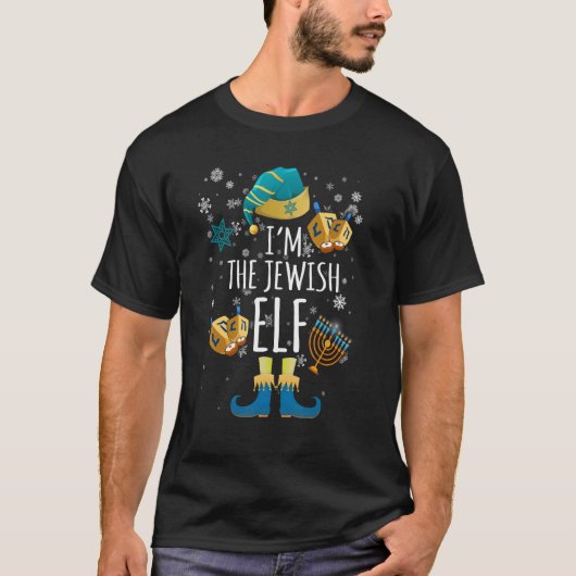 Happy Hanukkah Jewish Elf Family Group - Kerstmis T-shirt (Voorkant)