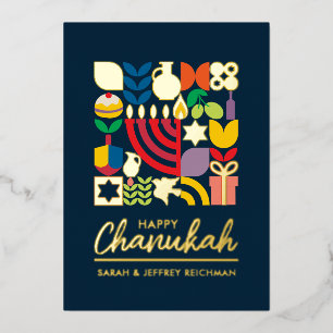 Happy Hanukkah Jewish Greeting Folie Holiday Card Feestdagenkaart