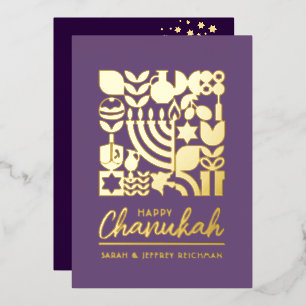 Happy Hanukkah Jewish Greeting Folie Holiday Card Feestdagenkaart