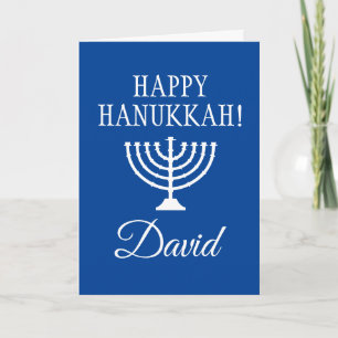 Happy Hanukkah Jewish Holiday Blue wenskaart Feestdagen Kaart