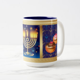Happy Hanukkah Jewish Holiday Mooi Tweekleurige Koffiemok