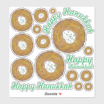 Happy Hanukkah Jewish Holiday Potato Latkes Latke Sticker<br><div class="desc">Stickers hebben een originele markeerafbeelding van een heerlijk aardappelletje dat met zure crème en chives is getopt. Ideaal voor het vieren van de joodse vakantie van Hanukkah!</div>