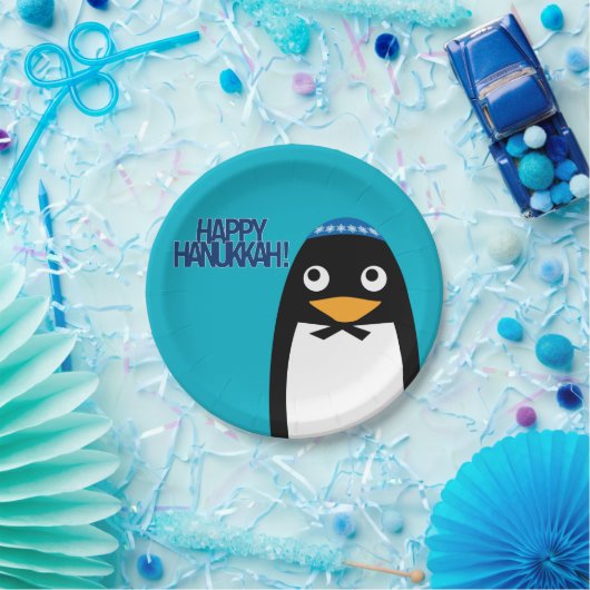 Happy Hanukkah Jewish Penguin Yarmulke Papieren Bordje (Feest)