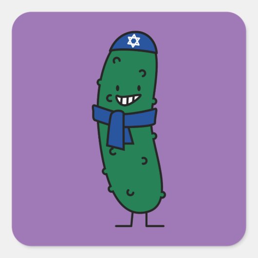 Happy Hanukkah Jewish Pickle Pickles Vierkante Sticker (Voorkant)