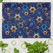 Happy Hanukkah Jewish Star Menorah Blue Kitchen na Theedoek (Gevouwen)