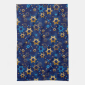 Happy Hanukkah Jewish Star Menorah Blue Kitchen na Theedoek (Verticaal)