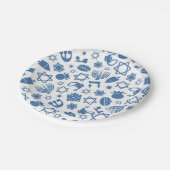 Happy Hanukkah Jewish Star Menorah Blue Paper Pla Papieren Bordje (Gekanteld)