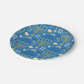 Happy Hanukkah Jewish Star Menorah Blue Papieren Bordje (Gekanteld)