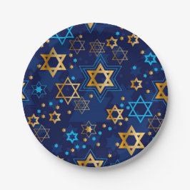 Happy Hanukkah Jewish Star Menorah Blue Papieren Bordje