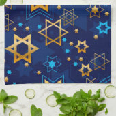 Happy Hanukkah Jewish Star Menorah Blue Theedoek (Gevouwen)