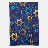 Happy Hanukkah Jewish Star Menorah Blue Theedoek (Verticaal)