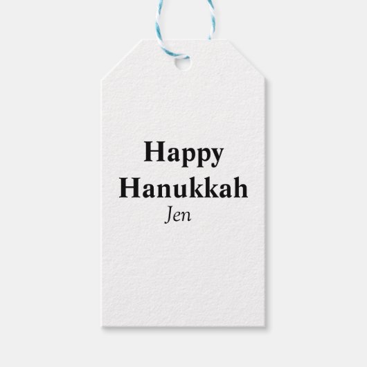Happy Hanukkah jouw naam tekst afbeelding bewerkba Cadeaulabel (Voorkant)