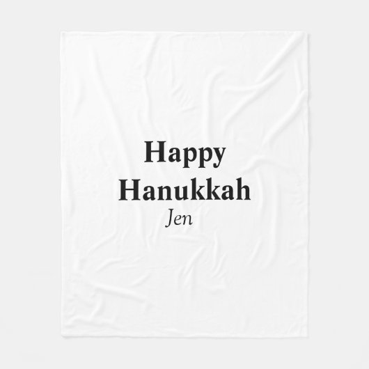 Happy Hanukkah jouw naam tekst afbeelding bewerkba Fleece Deken (Voorkant)