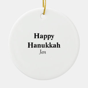 Happy Hanukkah jouw naam tekst afbeelding bewerkba Keramisch Ornament