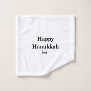 Happy Hanukkah jouw naam tekst afbeelding bewerkba Washandje