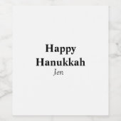 Happy Hanukkah jouw naam tekst afbeelding bewerkba Wijn Etiket (Enkel label)