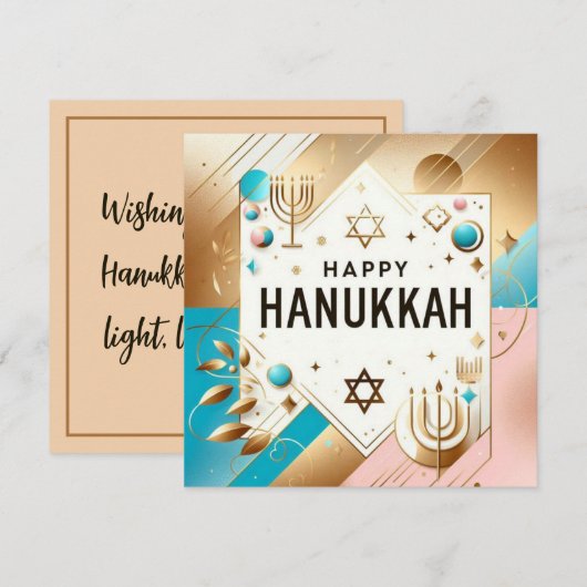 Happy Hanukkah Kaart (Voorkant / Achterkant)