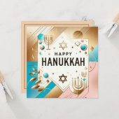 Happy Hanukkah Kaart (Voorkant / Achterkant in situ)