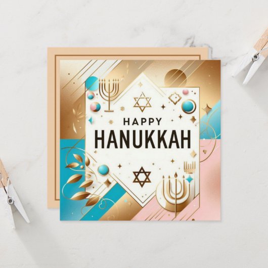 Happy Hanukkah Kaart (Voorkant / Achterkant in situ)