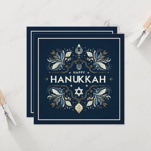 Happy Hanukkah Kaart (Voorkant / Achterkant in situ)