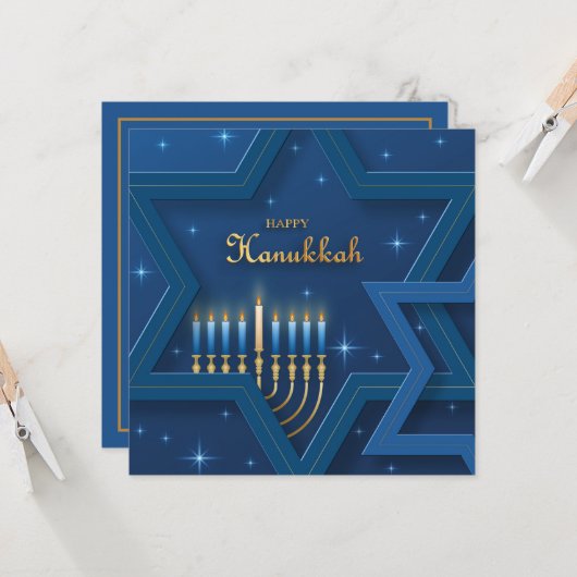 Happy Hanukkah Kaart (Voorkant / Achterkant in situ)