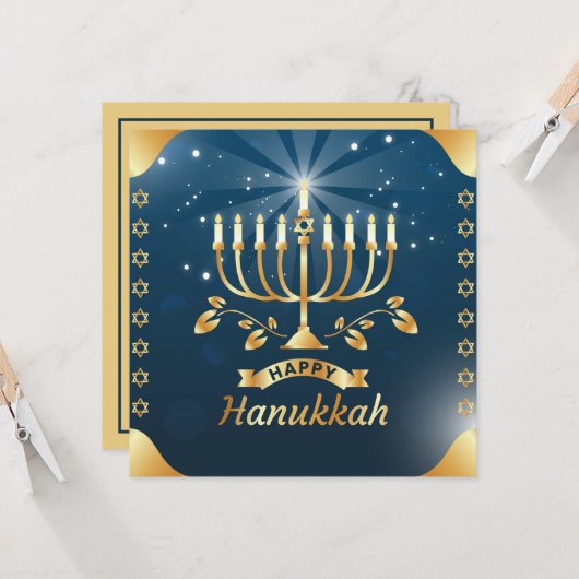 Happy Hanukkah Kaart (Voorkant / Achterkant in situ)