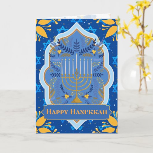 Happy Hanukkah Kaart (Gele Bloem)