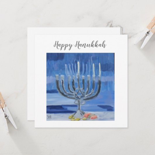 Happy Hanukkah Kaart (Voorkant / Achterkant in situ)
