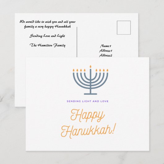 Happy Hanukkah-kaart - aanpasbaar Feestdagenkaart (Voorkant / Achterkant)
