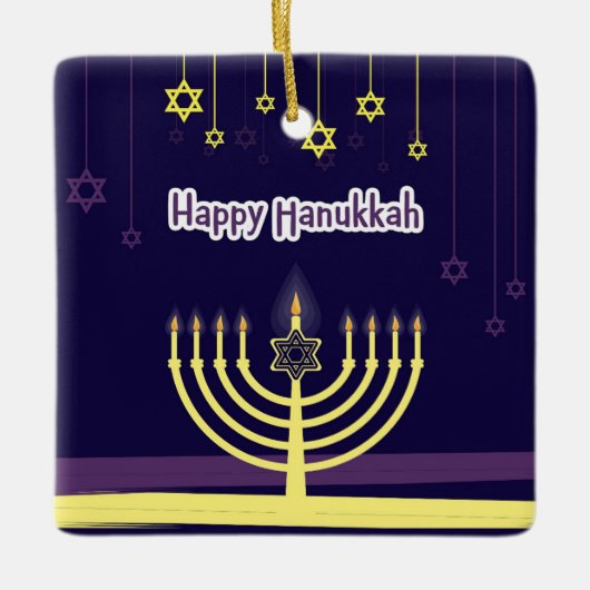 Happy Hanukkah Keramisch Ornament (Voorkant)