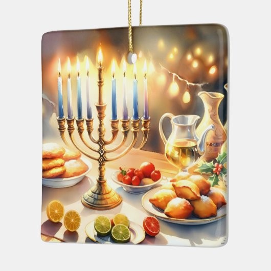 Happy Hanukkah Keramisch Ornament (Links)