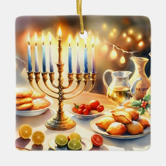 Happy Hanukkah Keramisch Ornament (Voorkant)