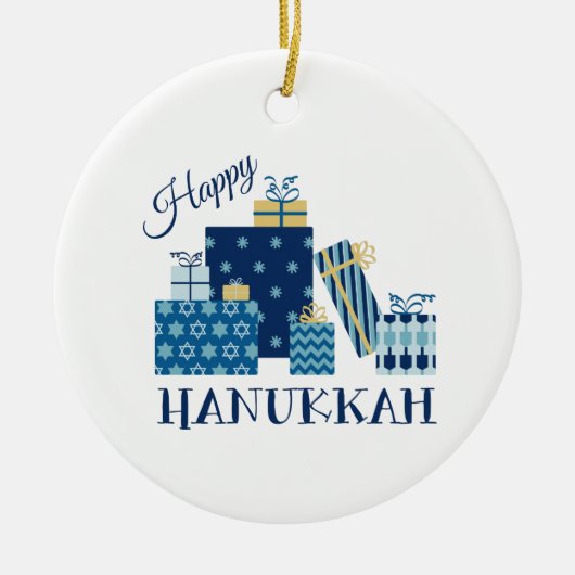 Happy Hanukkah Keramisch Ornament (Voorkant)