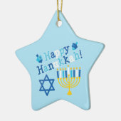 Happy Hanukkah Keramisch Ornament (Links)