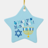 Happy Hanukkah Keramisch Ornament (Achterkant)