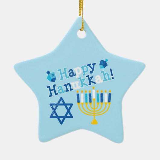 Happy Hanukkah Keramisch Ornament (Achterkant)