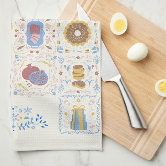 Happy Hanukkah Kitchen Towel Theedoek (Quarter Fold)