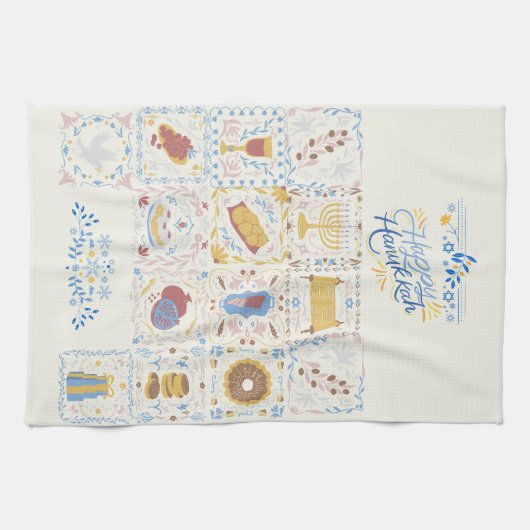 Happy Hanukkah Kitchen Towel Theedoek (Horizontaal)