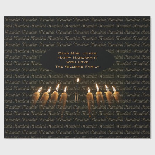 Happy Hanukkah Lamp Menorah Lights Candle Chanukah Cadeaupapier (Vlak)