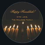 Happy Hanukkah Lamp Menorah Lights Candle Chanukah Ronde Sticker<br><div class="desc">Happy Hanukkah Lamp Menorah Lights Candles Chanukah Festival of Lights Stickers,  voeg tekst en naam toe</div>